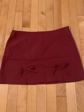 Women's Red Mini Skirt with Front Bow Detail